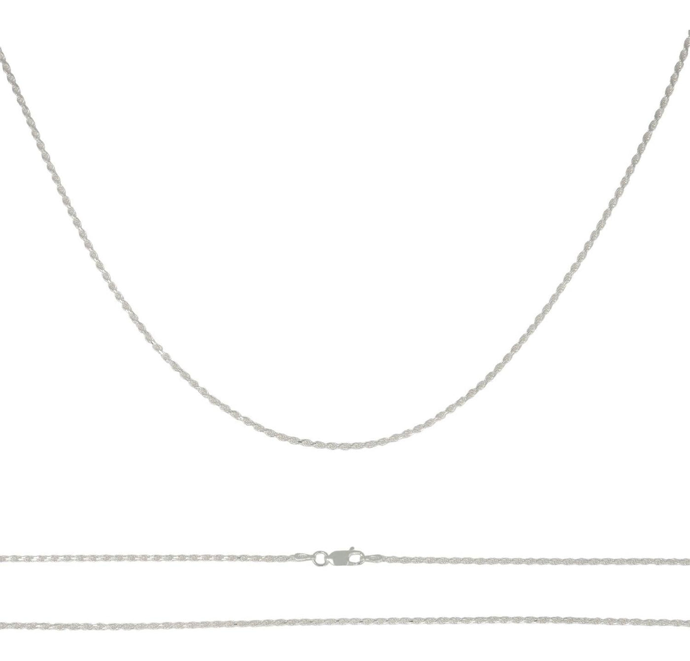 Cadena Torsal De Plata Ley 925 Diamantada De 60 Cm De 2mm