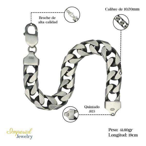Pulsera De Plata 925 Cubana 19cm Calibre 10.7mm Italiana