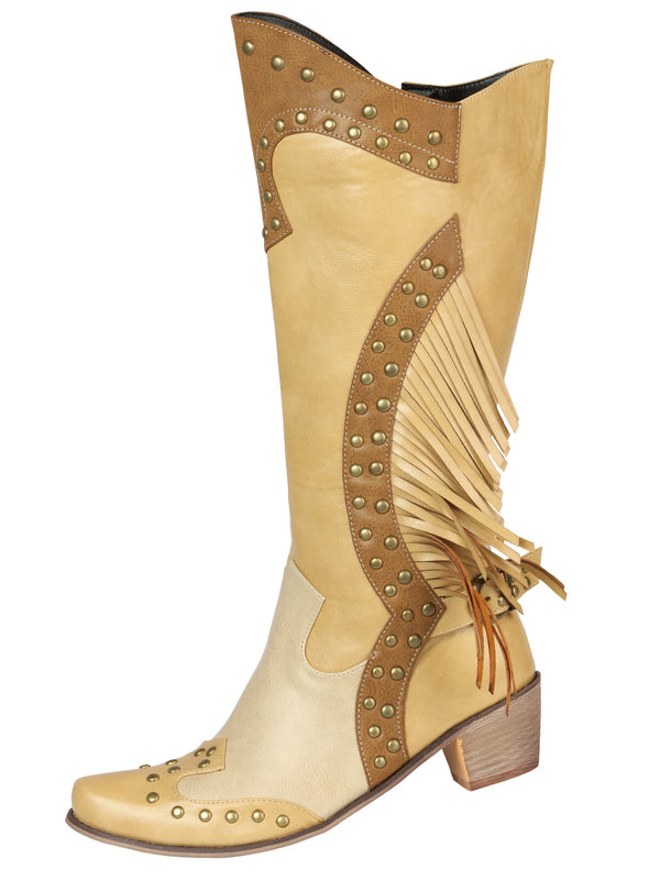 Bota Vaquera de Mujer El General Western Wear SYG-2751 en Piel Crazy Color Hueso 702029