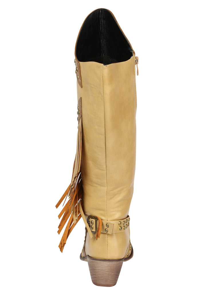 Bota Vaquera de Mujer El General Western Wear SYG-2751 en Piel Crazy Color Hueso 702029