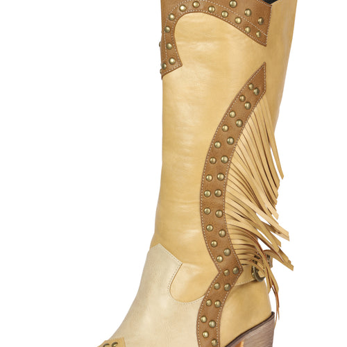 Bota Vaquera de Mujer El General Western Wear SYG-2751 en Piel Crazy Color Hueso 702029