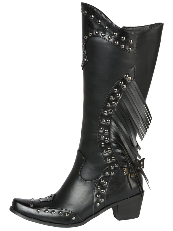 Bota Vaquera de Mujer El General Western Wear SYG-2751 en Piel Crazy Color Negro 702030