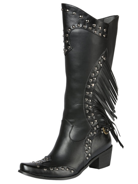 Bota Vaquera de Mujer El General Western Wear SYG-2751 en Piel Crazy Color Negro 702030