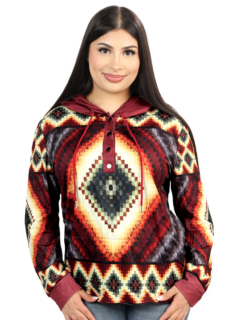 Camisa Casual de Mujer El General Western Wear SYG-2749 en Tela Color Vino 702032