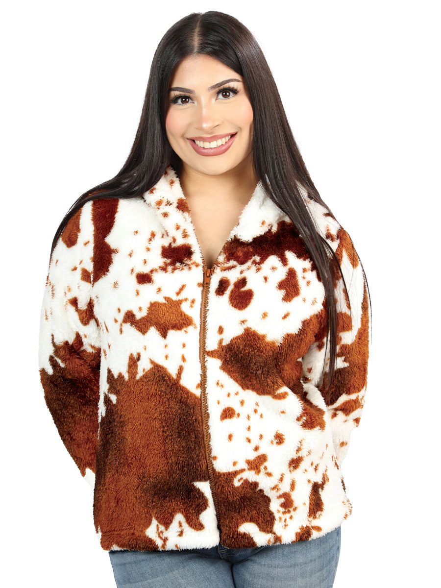 Chamarra de Mujer El General Western Wear SYG-2715 en Tela Color Blanco/Café 702036