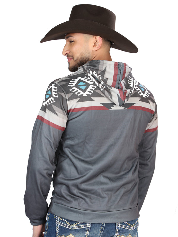 Sudadera Con Capucha El General Western Wear Syg-2747 Tela Gris 702037