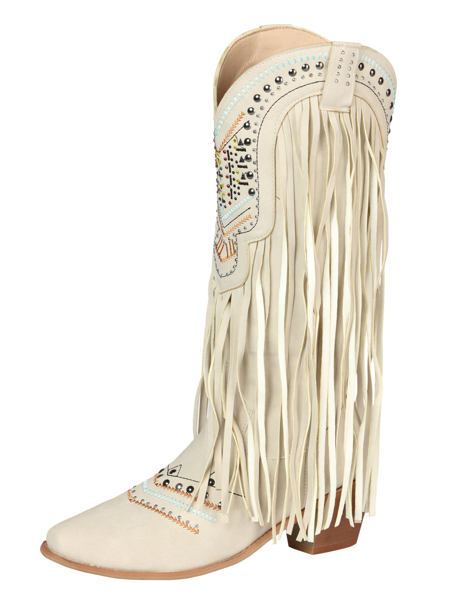 Bota Vaquera de Mujer El General Western Wear SYG-2710 en Piel Crazy Color Hueso 702038