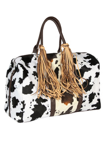 Bolso Estampado De Vaca El General Western Wear Syg-3136 Pu Blanco/Marrón 702039