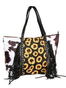 Bolso Estampado De Vaca El General Western Wear Syg-3136 Pu Blanco/Marrón 702039