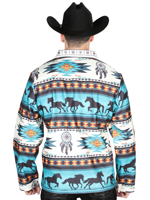 Chaqueta El General Western Wear Syg-2616 Tela Verde Azul 702042