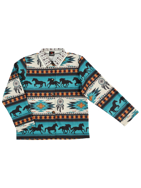 Chaqueta El General Western Wear Syg-2616 Tela Verde Azul 702042