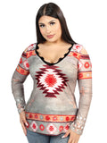 Camisa Vaquera de Mujer El General Western Wear SYG-2851 Manga Larga en Tela Color Gris 702050