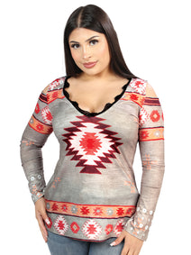 Blusa Manga Larga El General Western Wear Syg-2851 Tela Gris 702050