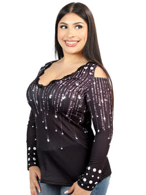 Blusa Manga Larga El General Western Wear Syg-2851 Tela Negro 702051