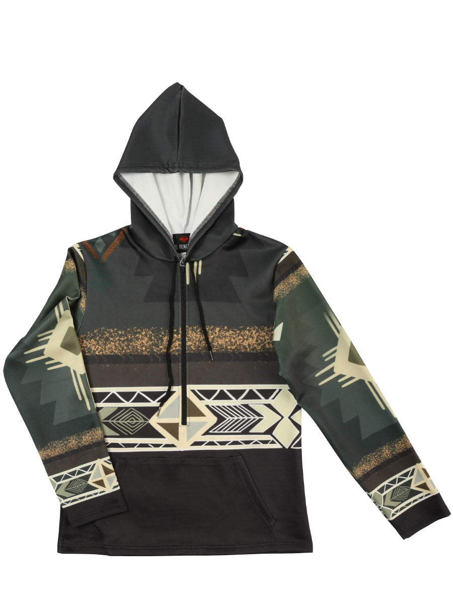 Sudadera Con Capucha El General Western Wear Syg-2828 Tejido Negro/Oliva 702052