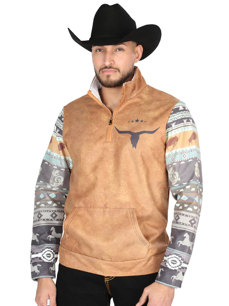Chamarra de Hombre El General Western Wear SYG-2819 en Tela Color Camel 702056
