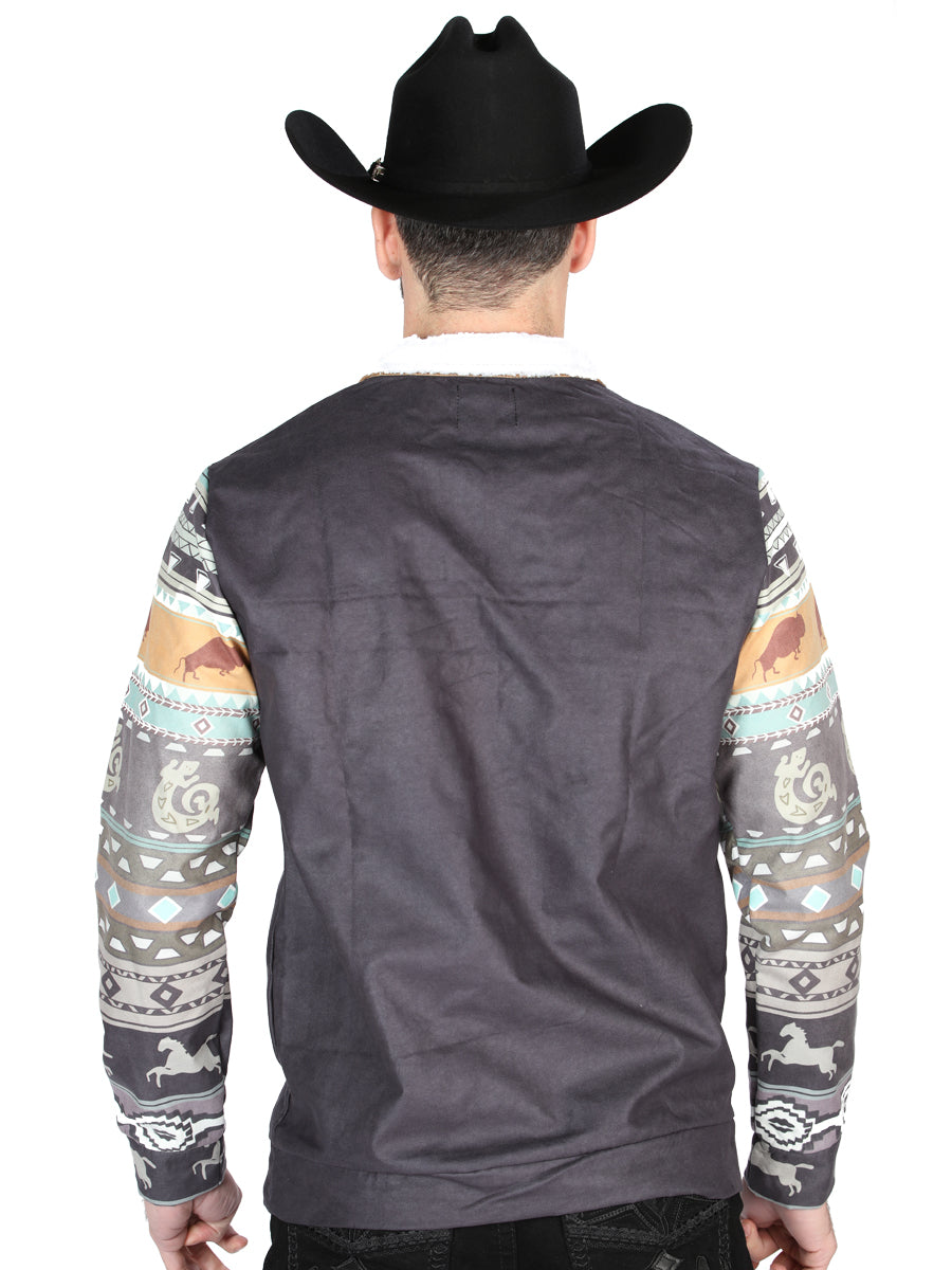 Chamarra de Hombre El General Western Wear SYG-2819 en Tela Color Negro 702057