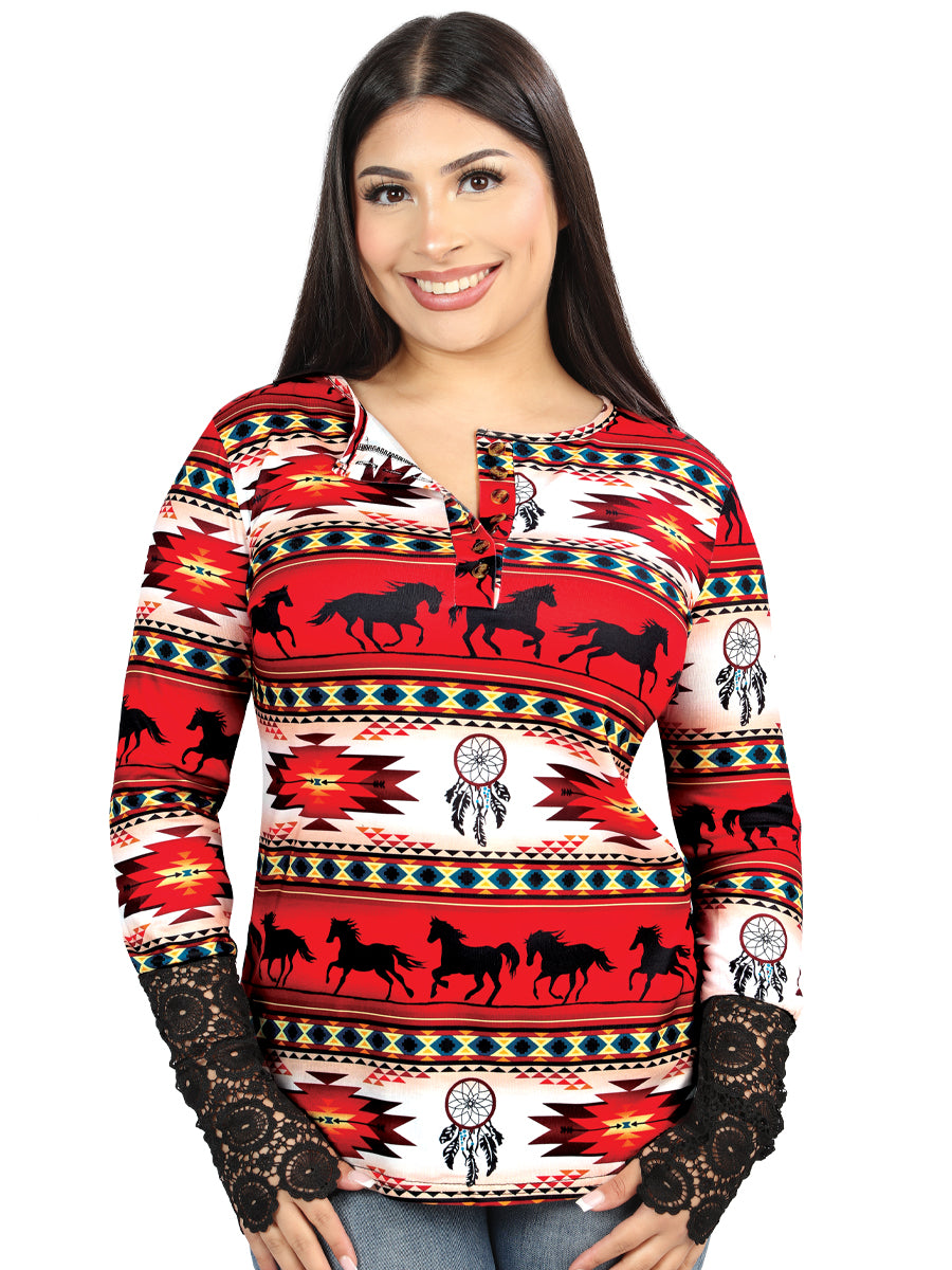 Camisa Vaquera de Mujer El General Western Wear SYG-2315 en Tela Color Vino 702060