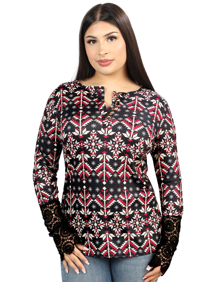 Camisa Vaquera de Mujer El General Western Wear SYG-2315 en Tela Color Negro 702061