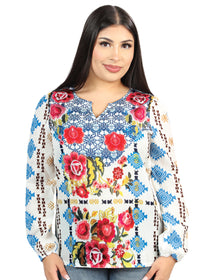 Blusa Manga Larga El General Western Wear Syg-1917 Tela Blanco 702062