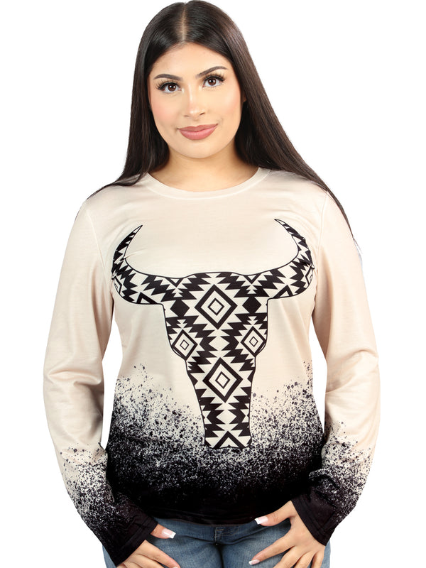 Jersey Manga Larga El General Western Wear Syg-1921 Tela Beige 702063