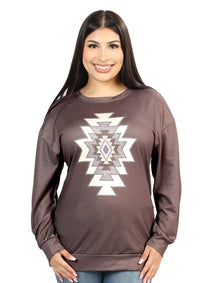Pullover Manga Larga El General Western Wear Syg-1904 Tela Marron 702070