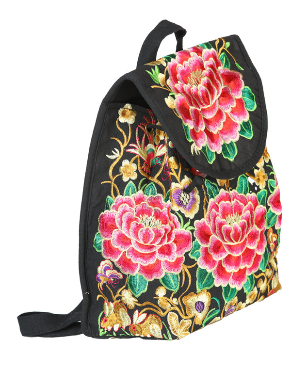 Bolsa Bordada Mochila El General Ac-111 (L) Tela Negro/Rosa 702170