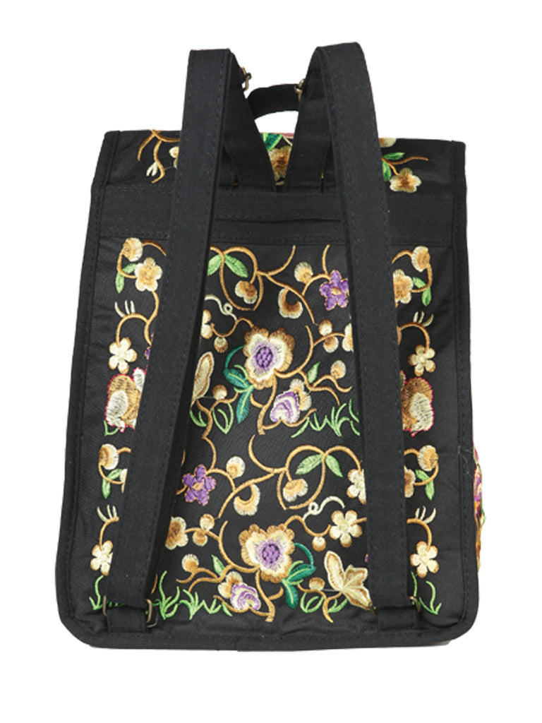 Bolsa de Mujer El General AC-111 Bordada en Tela Color Negro/Rosa 702170