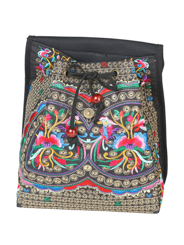 Bolsa de Mujer El General AC-115 Bordada en Tela Color Negro/Multicolor 702171