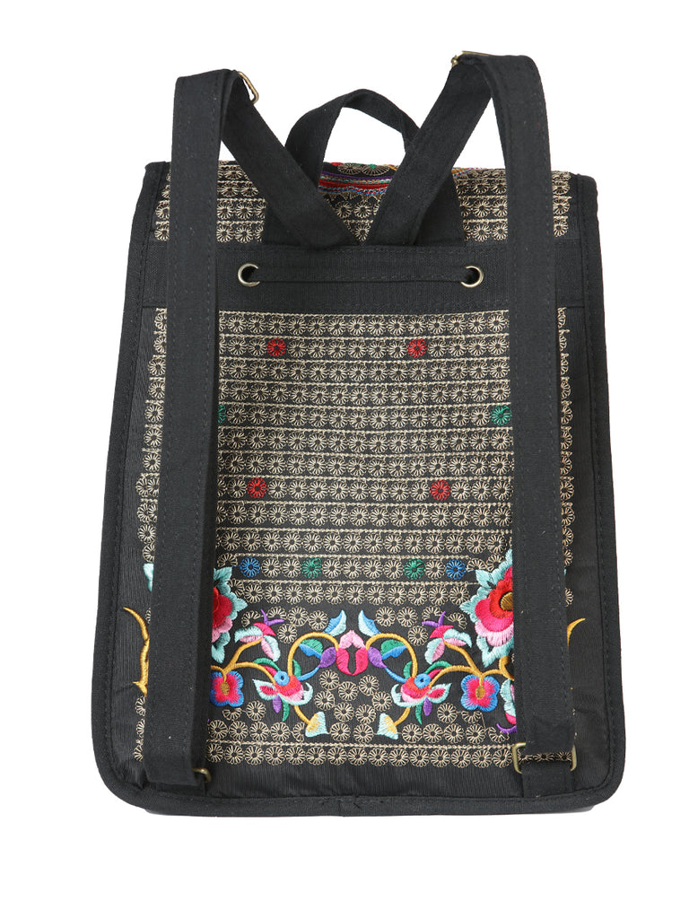 Bolsa de Mujer El General AC-115 Bordada en Tela Color Negro/Multicolor 702171