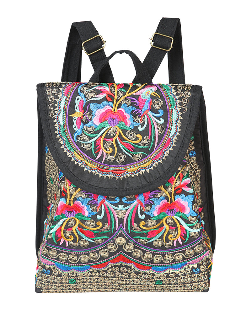 Bolsa de Mujer El General AC-115 Bordada en Tela Color Negro/Multicolor 702171