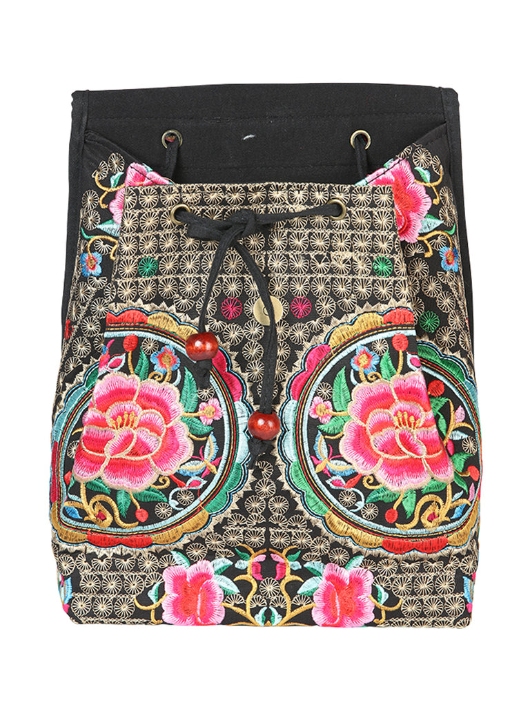 Bolsa de Mujer El General AC-116 Bordada en Tela Color Negro/Rosa 702172