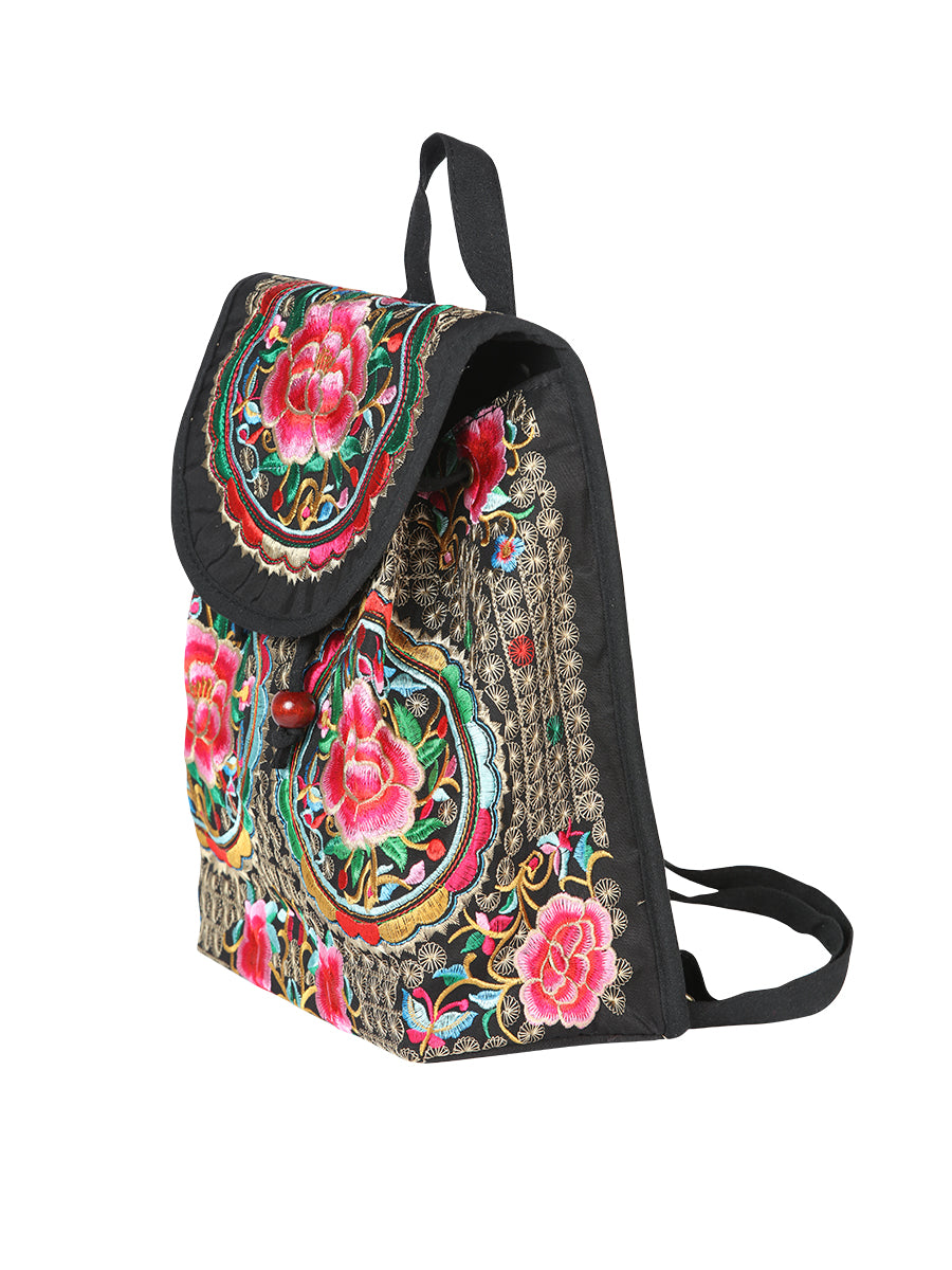 Bolsa de Mujer El General AC-116 Bordada en Tela Color Negro/Rosa 702172