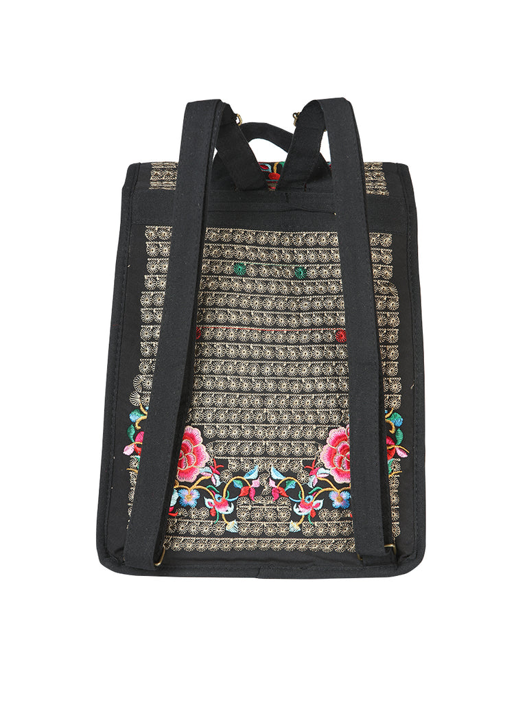 Bolsa de Mujer El General AC-116 Bordada en Tela Color Negro/Rosa 702172