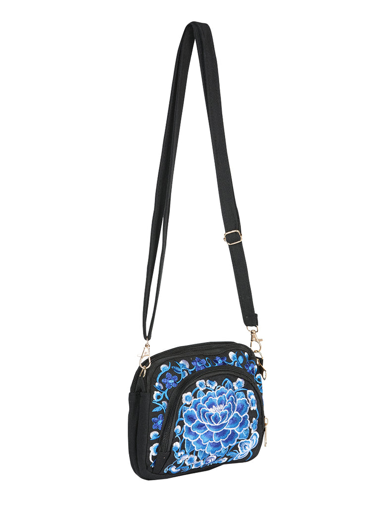 Bolsa de Mujer El General AC-131 Bordada en Tela Color Negro/Azul 702174
