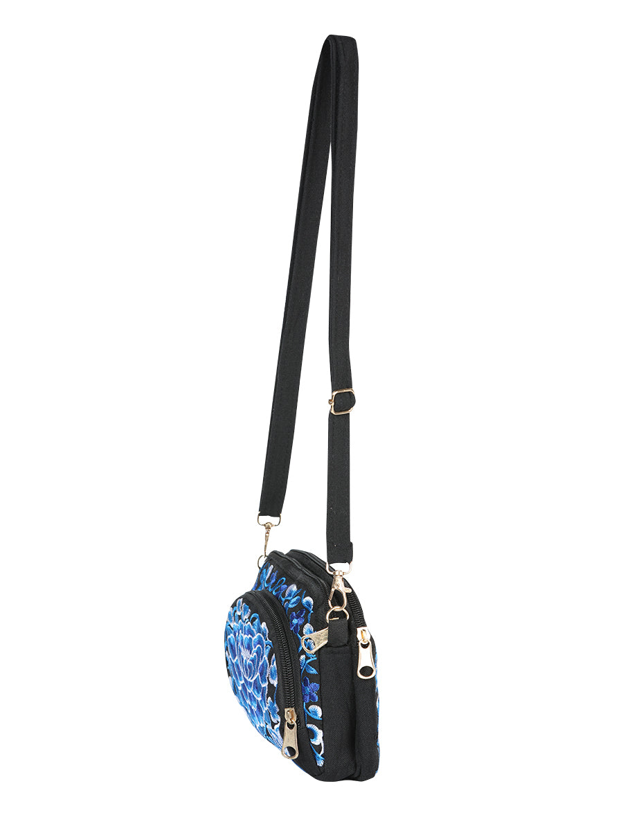 Bolsa de Mujer El General AC-131 Bordada en Tela Color Negro/Azul 702174