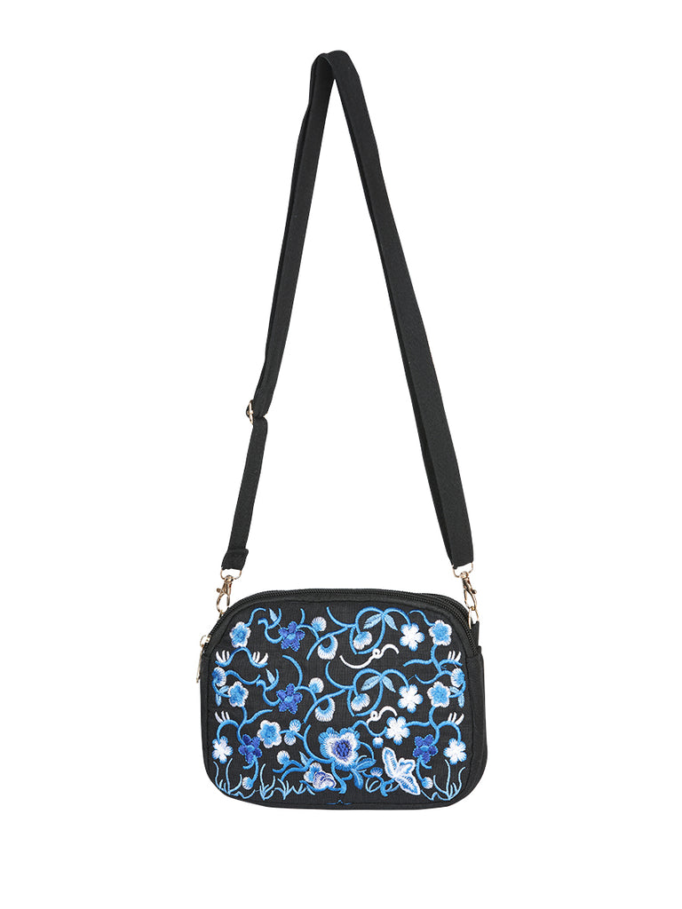 Bolsa de Mujer El General AC-131 Bordada en Tela Color Negro/Azul 702174