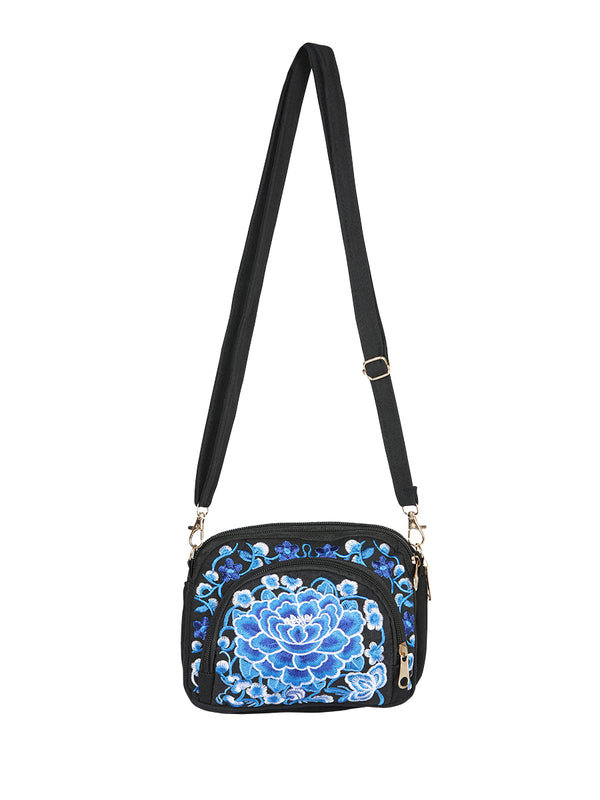 Bolsa de Mujer El General AC-131 Bordada en Tela Color Negro/Azul 702174