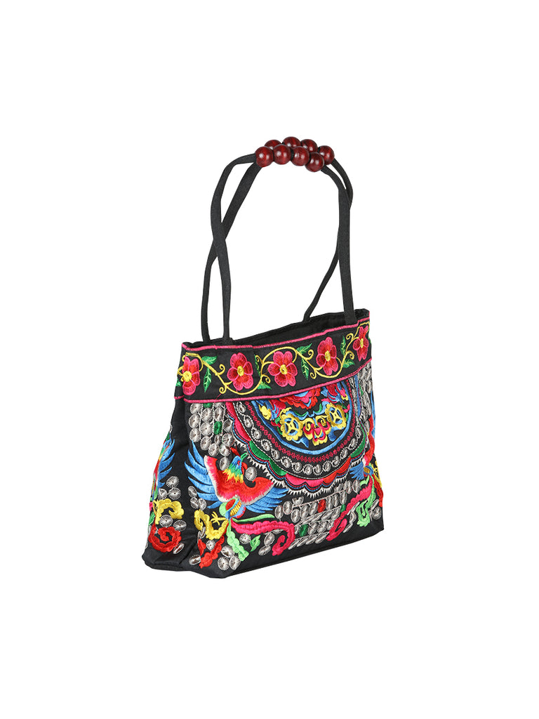 Bolsa de Mujer El General AC-138 Bordada en Tela Color Negro/Multicolor 702175