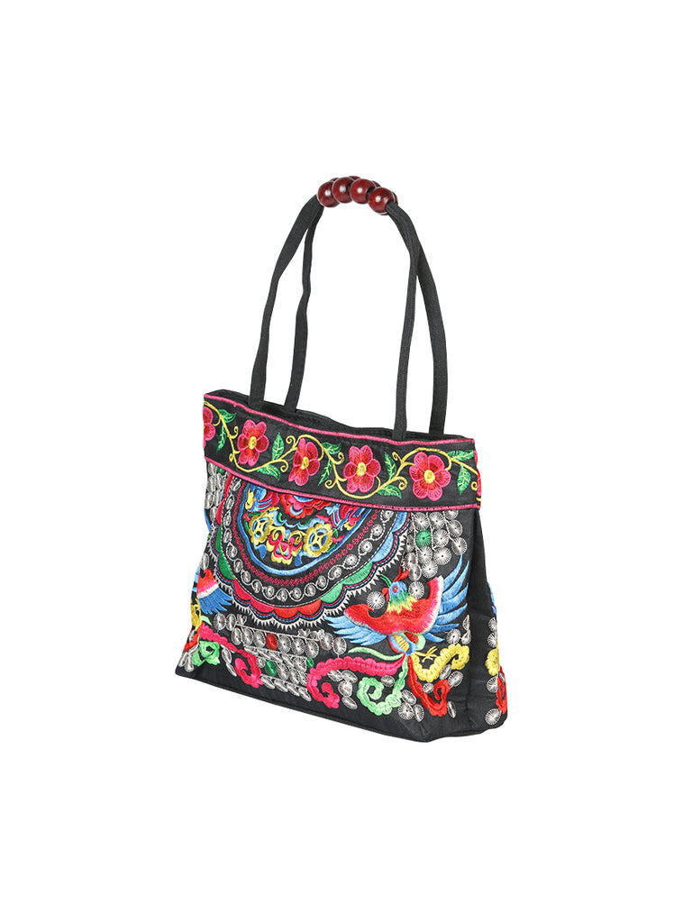 Bolsa de Mujer El General AC-138 Bordada en Tela Color Negro/Multicolor 702175