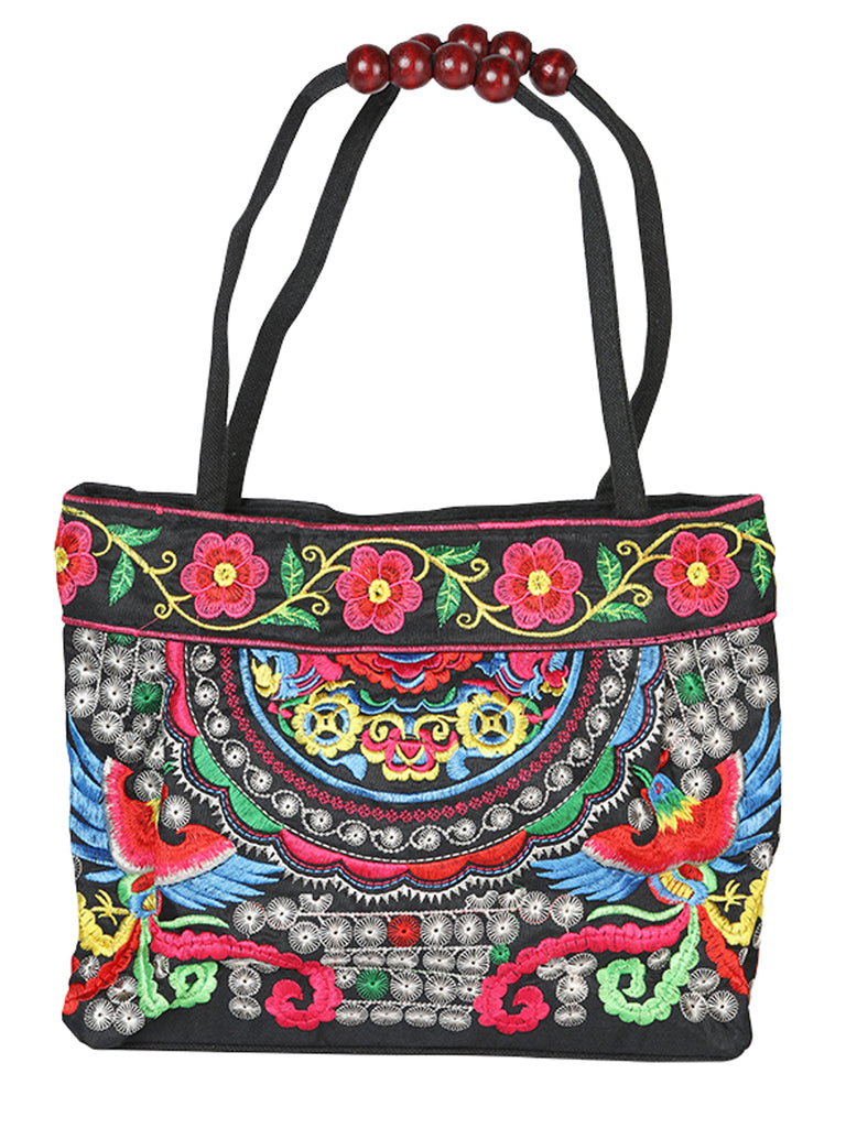 Bolsa de Mujer El General AC-138 Bordada en Tela Color Negro/Multicolor 702175
