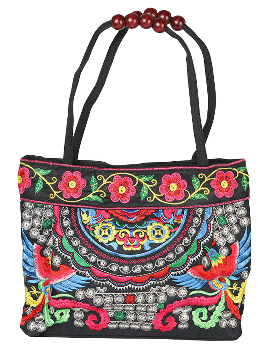 Bolsa de Mujer El General AC-138 Bordada en Tela Color Negro/Multicolor 702175