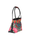 Bolsa de Mujer El General AC-139 Bordada en Tela Color Negro/Rosa 702176