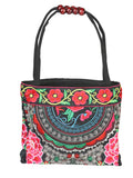 Bolsa de Mujer El General AC-139 Bordada en Tela Color Negro/Rosa 702176