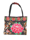 Bolsa de Mujer El General AC-143 Bordada en Tela Color Negro/Rosa 702177