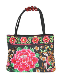 Bolsa Bordada El General Ac-143 Tela Negro/Rosa 702177