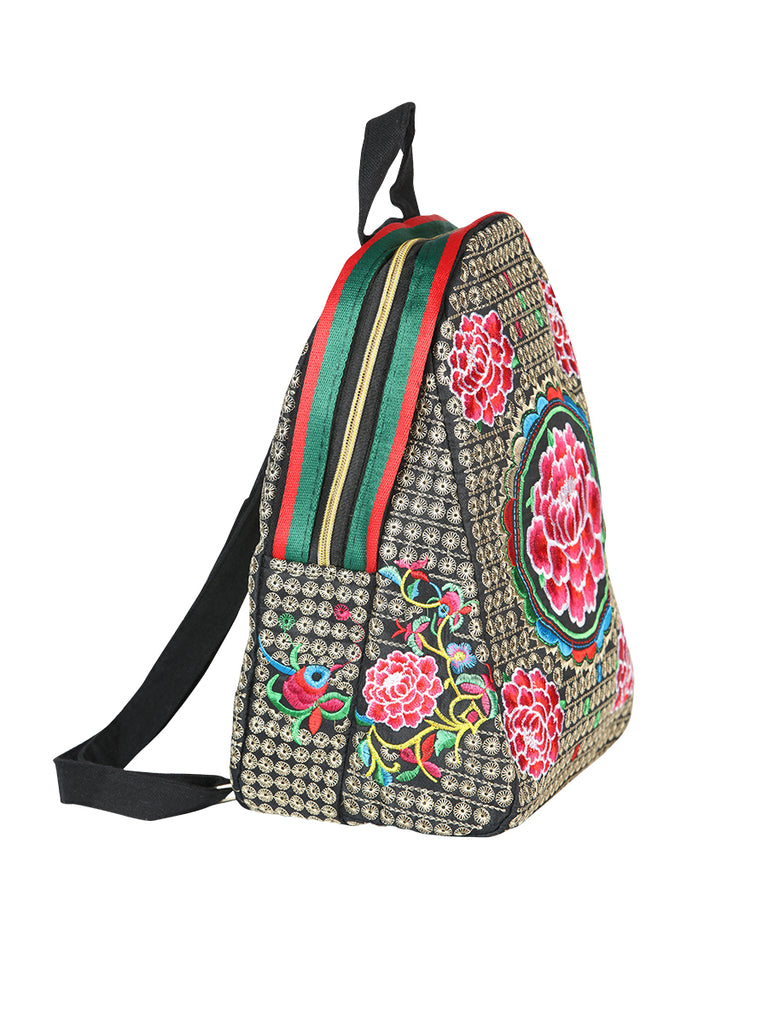 Bolsa de Mujer El General AC-190 Bordada en Tela Color Negro/Rosa 702187