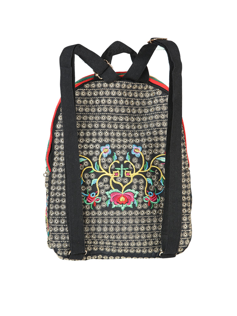 Bolsa de Mujer El General AC-190 Bordada en Tela Color Negro/Rosa 702187