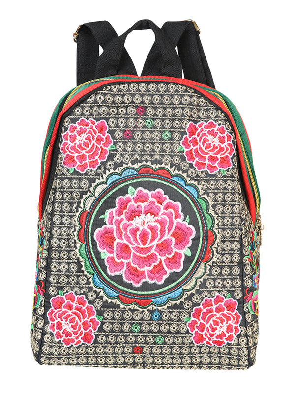 Bolsa Bordada Mochila El General Ac-190 Tela Negro/Rosa 702187