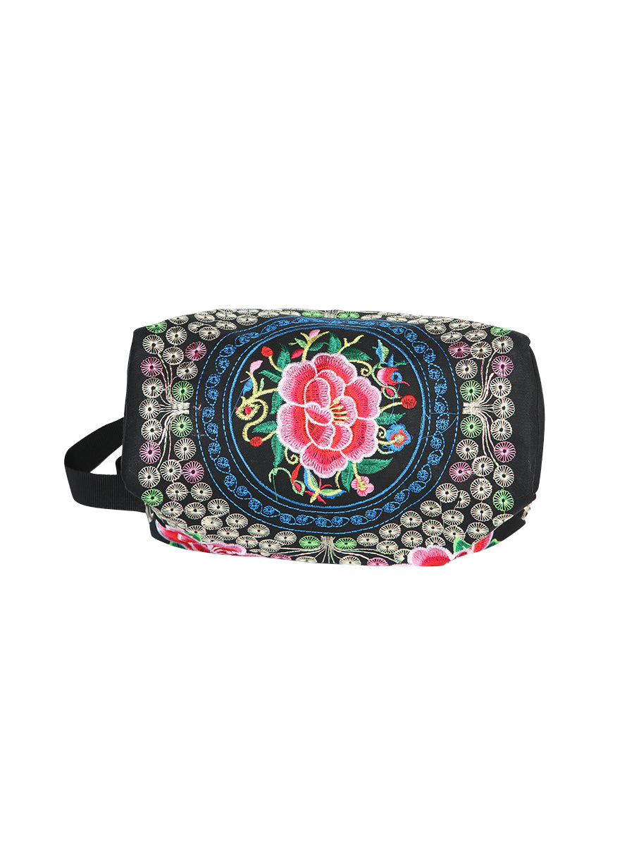 Bolsa de Mujer El General AC-312 Bordada en Tela Color Negro/Rosa 702190